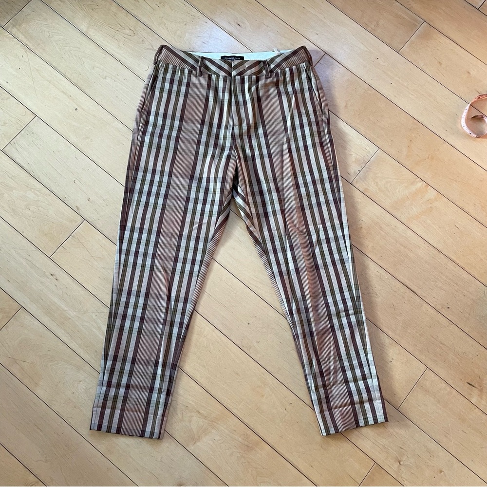 Scotch & Soda Men's Plaid Tan Chinos
